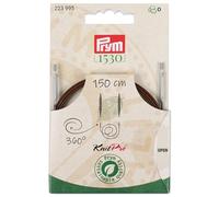Prym 223995 Natural Plastic Rope & Accessories, 360° Rotatable, 150 cm, Interchangeable Rope for Circular Knitting Needles & Tunisian Crochet Hooks, Brown