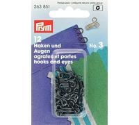 Prym 3 Eyes Hooks and Brass, Pack of 12, Black