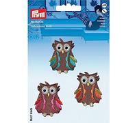 Prym 3-Piece Appl. Exclusive Adhesive/Iron-On Embroidered Motifs, Owls