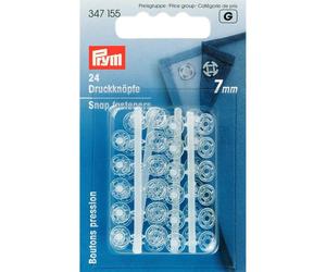 Prym 347155-24 x transparent plastic press studs - 7 mm - white plastic 2 x 1 x 1 cm