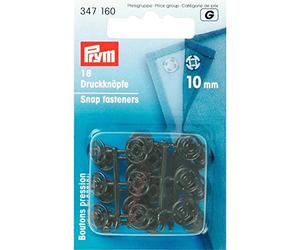 PRYM 347160 Sew-on snap fasteners plastic Size 10mm black, 18 pieces