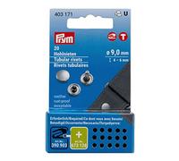 Prym Hollow Rivets, Brass, Silver, 9 (EU)