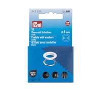 Prym 542520 Eyelets with Washers 8 mm White/Silver Compatible with Vario Creative Tool