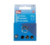 Prym 542521 Eyelets with Washers 8 mm Black/Silver Compatible with Vario Creative Tool