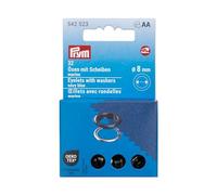 Prym 542523 8mm Navy/Silver Eyelets with Washers Compatible with Vario Creative Tool