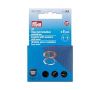 Prym 542530 Eyelets with Washers 8 mm Dark Brown/Silver Compatible with Vario Creative Tool