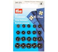 Prym 6-11 mm Sew-On Snap Fasteners, Pack of 20, Black
