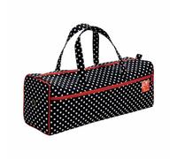 PRYM_612211-1 Black & White Polka Dot Fabric with Red Trim Knitting and Needlework Bag, Cotton Blend, 44x14x17 cm