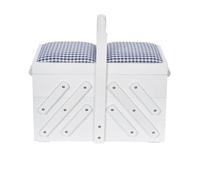 Prym 612578 Sewing Box Wood M White with Fabric