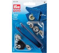 PRYM 622239 Jeans buttons Size 17mm design open top; design STAR antique brass/matt white, 6 pieces