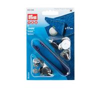 Prym 8-Piece 17 mm Brass Jeans Buttons, Silver