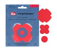 Prym 921008 FabPatch Stretch Rub-on Patch Red (Pack of 3) - Self-Adhesive Bi-Elastic Repair Patches for Sportswear, Leggings, Jackets & Trainers - Textile Repair Without Sewing & Ironing