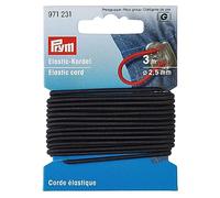 Prym 971231 Elastic Cord, 2.5 mm, 3 m, Black, 60% ED 40% PES, Diameter Metres, 3 Meter Länge x 2,5 mm Dicke