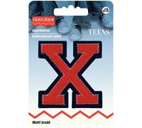 Prym Alphabet Letter Patch Motif Red & Navy Blue - Letter X - each