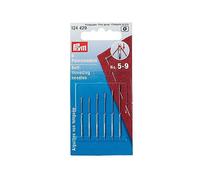 Prym Self-Threading Needles, Assorted No.5-9, Alloy Steel, Gold & Silver, 6-piece