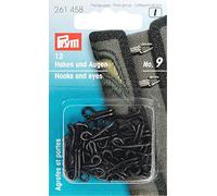 Prym - Black Steel No.9 Hooks and Eyes for Jackets - 1 Unit