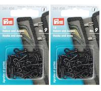 Prym - Black Steel No.9 Hooks and Eyes for Jackets - 1 Unit (Pack of 2)