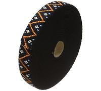 Prym "Black with Orange Zig-Zag Design Patterned Colour Elastic, Polyester Blend, Multi-Colour, 25 mm/1-Inch, 7 m