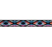 Prym "Blue, Pink & Multi-Colour Ethnic Design Patterned Colour Elastic, Polyester Blend, Multi-Colour, 25 mm/1-Inch, 7 m