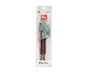 Prym Circular Knitting Needle Tips NATURAL Long 11.6 cm 5.00 mm Circular Knitting Needle, Wood, Multi-Colour, 5 mm