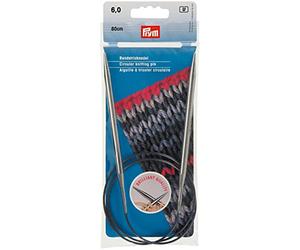Prym Circular Knitting pins brass 80 cm 6.00 mm silver col