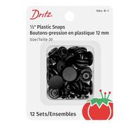 PRYM Consumer USA INC. Plastic Snaps, Round, Black Matte Finish, One Size