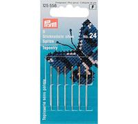 Prym Embroidery Needles Tapestry Blunt Point No. 24 col Eye 0.80 x 37 mm, Alloy Steel, Gold/Silver, 0,8 mm x 37 mm Größe