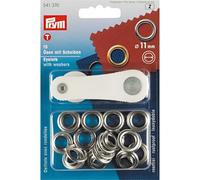Prym 11 mm Eyelets and Washers, Pack of 15, Brass Silver