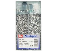 Prym Eyelets and Washers, Silver, 4 mm Innen Ø, silberfarbig, 500 Stück