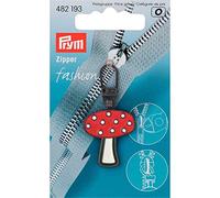 Prym Fashion Zipper Puller Toadstool, Red & White, On Size