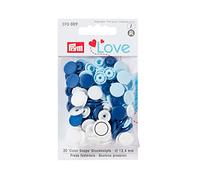 Prym Love Round Snaps Press Fasteners Blue White Light Blue - per pack of 30