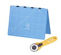 Prym Foldable Cutting Mat 30 x 45 cm in Blue/White & Rotary Cutter Maxi Easy 45 mm - Ideal for Precise Cutting of Fabric, Paper & DIY Projects - 2-Piece Set