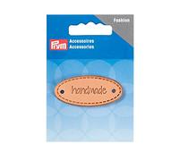 Prym Handmade Oval Label, Leather, Natural, 9.3 x 6.7 x 0.5 cm