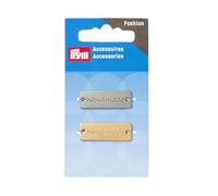 Prym Silver and Gold-Coloured Handmade Sew-on Tabs/Charms (2pc), Metal, 9.5 x 5 x 0.2 cm