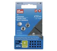 Prym Hollow Rivets, Brass, Silver, 7,5mm