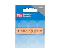 Prym Label Leather Made with Love Rectangular, Natural, 9.3 x 6.7 x 0.5 cm