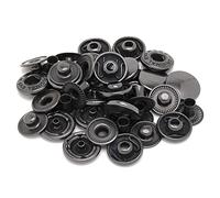PRYM Large 6GB S Spring Press Studs, 15mm Brass Snap Fastener No-Sew Buttons for Clothing, Wallets, Clutches, DIY Leathercrafts, Handbag, Jackets, Black, 100pcs