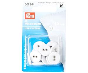 Prym Linen Buttons - Boil-Proof and Mangle-Proof, for Overalls and Bedsheets, Metal, 15mm - 18 Pieces
