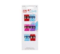 Prym Clips Love Fabric 2.6 cm – 12 pieces – Light Blue/Red/Purple/Pink
