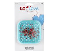 Prym Love Magnetic Cushion Plus 9 g of Glass-Headed Pins, red