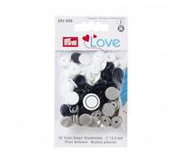 Prym Love Plastic Round Coloured Snaps Press Fasteners Navy Blue, Grey & White - per pack of 30