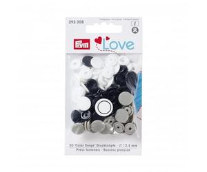 Prym Love Plastic Round Coloured Snaps Press Fasteners Navy Blue, Grey & White - per pack of 30