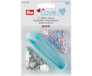 Prym Love Press Fasteners Jersey Brass 8 mm, Metal, Pink/Light Blue/Pearl, 14 x 9.3 x 2.5 cm