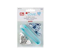 Prym Love Snap Fasteners Jersey - 8mm, Blue/Light Blue/White