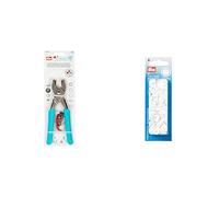 Prym Love Vario Pliers Plus Piercing/Colorsnaps Tools, Silver & Colour Snaps, Round 12.4mm x 30 sets - White
