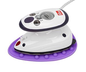 Prym Mini Steam Iron with SEMPLIX Silicone Tray, Small Light Steam Iron for Travel and Home, purple