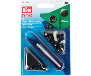 Prym Non-sew fasteners SPORT&CAMPING brass black oxidized 15 mm, one size