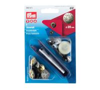 Prym Non-Sew Press Fasteners - 20mm Silver Matt Brass Anorak Design | 390 511