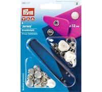 Prym 390117-1 Non-sew Press Fasteners Jersey Brass Pearl Cap 12 mm, White, 1-Pack