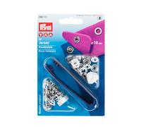 Prym Non-sew Press Fasteners Jersey Brass pronged Ring White 10 mm